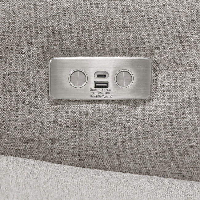 M23085PGEWLB,Babyletto,Sigi Glider Recliner w/ Electronic Control and USB in Performance Grey Eco-Weave w/Light Wood Base