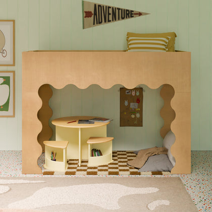 M31171HY,Babyletto Kids,Lido Wave Low Loft Twin Bed in Honey