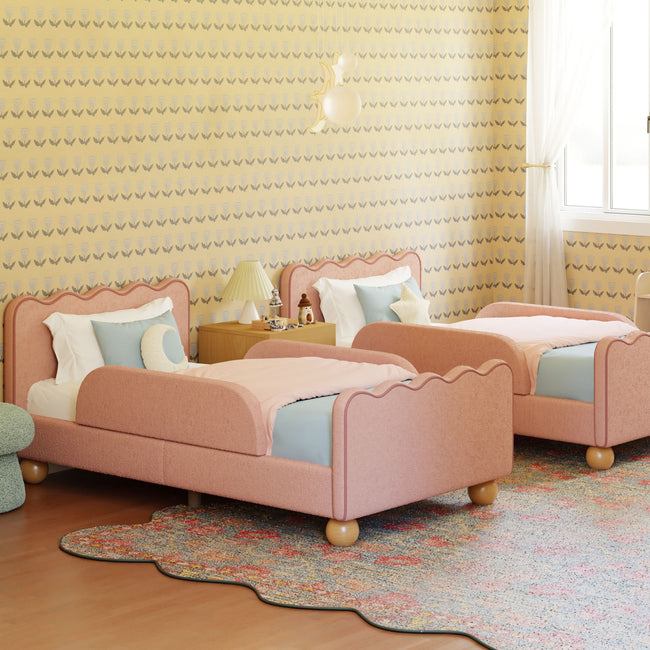 M32099PRSB,Babyletto Kids,Upholstered Twin/Full Bed Guardrails in Performance Rose Boucle