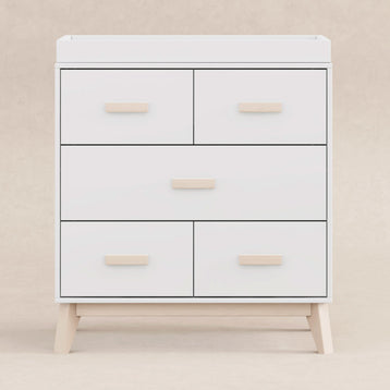M5823WNX,Babyletto,Scoot 3-Drawer Changer Dresser in White/Washed Natural Finish