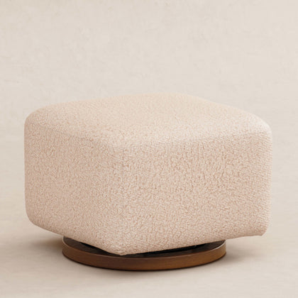 M26385CSGDB,Babyletto,Kiwi Gliding Ottoman in Chai Shearling with Dark Wood Base