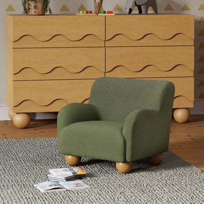 M31903POB,Babyletto Kids,Swoops Kids Chair in Performance Olive Boucle