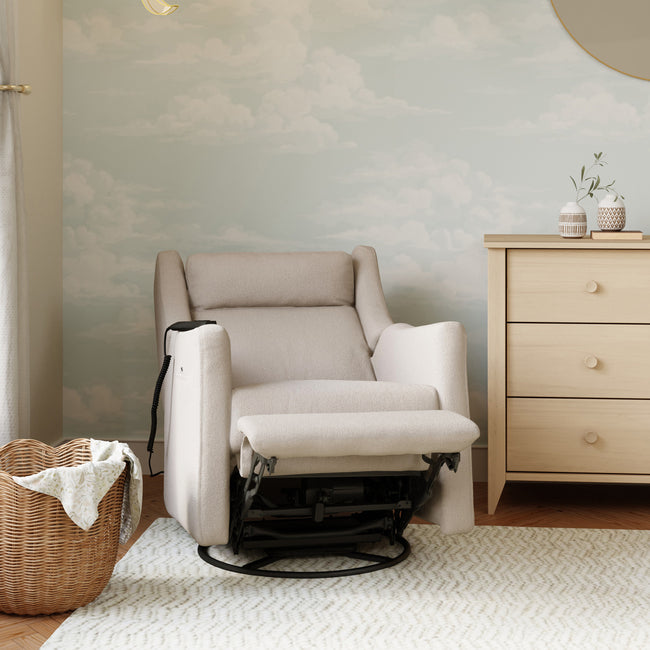 M11283PBEW,Babyletto,Kiwi Deluxe Power Glider Recliner w/Heat&Massage in Performance Beach Eco-Weave