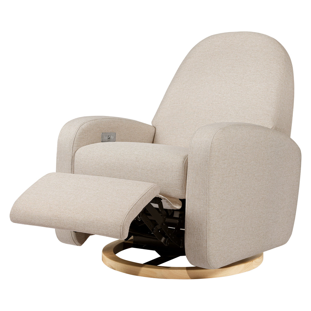 M23188PBEWLB,Nami Glider Recliner w/ Electronic Control and USB in Performance Beach Eco-Weave w/ Light Wood Base