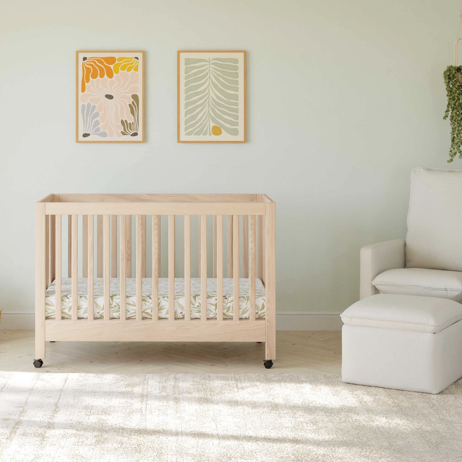 M6601NX,Babyletto,Maki Full-Size Folding Crib w/Toddler Bed Conversion Kit in Washed Natural
    srcset=