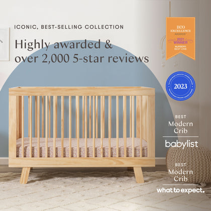 M4201N,Babyletto,Hudson 3-in-1 Convertible Crib w/Toddler Bed Conversion Kit in Natural Finish