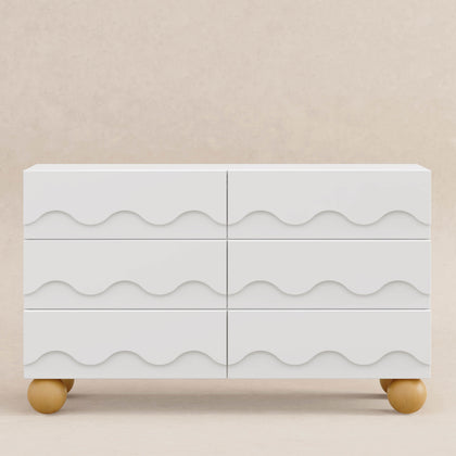 M31116WHY,Babyletto Kids,Lido Wave 6-Drawer Assembled Dresser in White and Honey