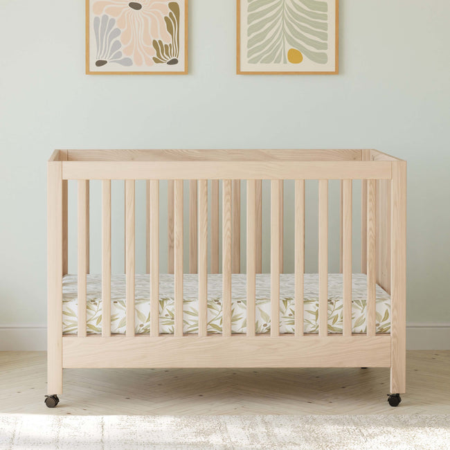 M6601NX,Babyletto,Maki Full-Size Folding Crib w/Toddler Bed Conversion Kit in Washed Natural