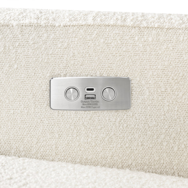 M23085WBLB,Babyletto,Sigi Glider Recliner w/ Electronic Control and USB in Ivory Boucle w/Light Wood Base