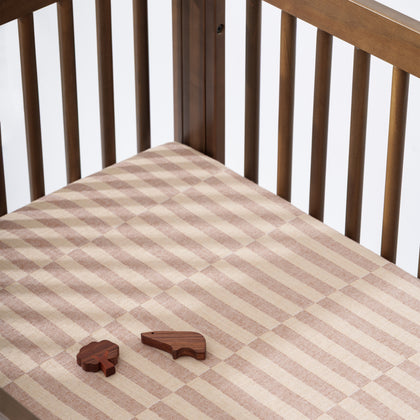 T30633,Babyletto,Cocoa Stripe Muslin All-Stages Midi Crib Sheet in GOTS Certified Organic Cotton