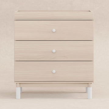 M12923NXW,Babyletto,Gelato 3-Drawer Changer Dresser White Feet w/Removable Changing Tray in Washed Natural