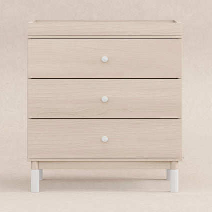 M12923NXW,Babyletto,Gelato 3-Drawer Changer Dresser White Feet w/Removable Changing Tray in Washed Natural