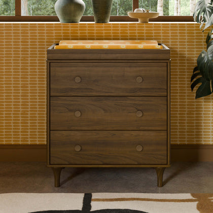 M9023NL,Babyletto,Lolly 3-Drawer Changer Dresser in Natural Walnut