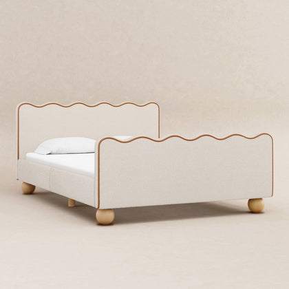 M31396PWBTAN,Babyletto Kids,Rizo Full Bed in Performance Ivory Boucle w/ VTan Leather Piping