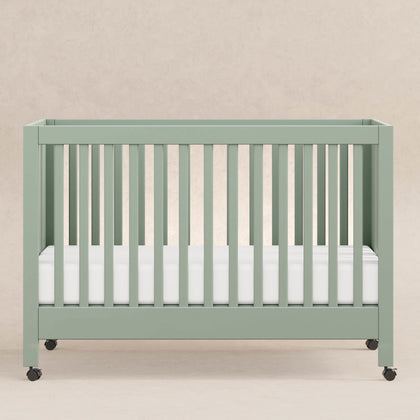 M6601LS,Babyletto,Maki Full Size Folding Crib w/ Toddler Bed Conversion Kit in Light Sage