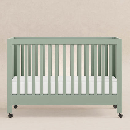 M6601LS,Babyletto,Maki Full Size Folding Crib w/ Toddler Bed Conversion Kit in Light Sage