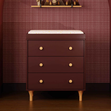 M9023CRN,Babyletto,Lolly 3-Drawer Changer Dresser w/Removable Changing Tray in Crimson/Natural
