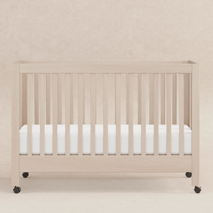 M6601NX,Babyletto,Maki Full-Size Folding Crib w/Toddler Bed Conversion Kit in Washed Natural