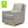 M23085PGEWLB,Babyletto,Sigi Glider Recliner w/ Electronic Control and USB in Performance Grey Eco-Weave w/Light Wood Base
