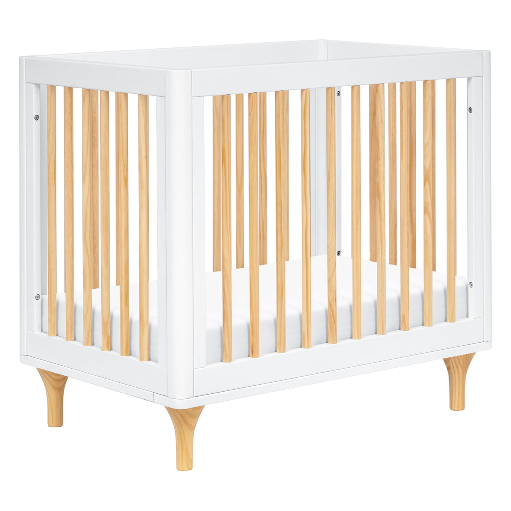 M9098WN,Lolly 4-in-1 Convertible Mini Crib and Twin Bed w/Toddler Bed Conversion Kit in White/Natural