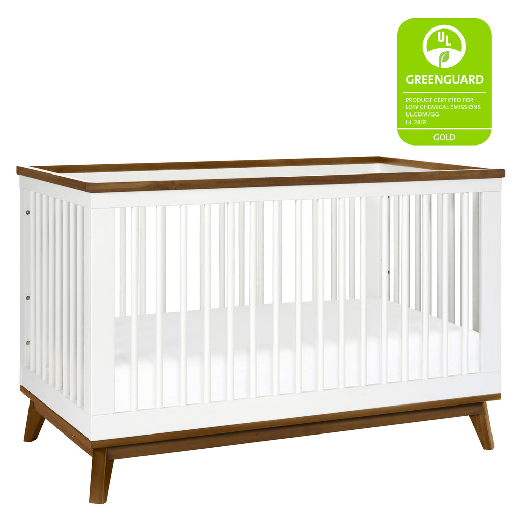 M5801WNL,Scoot 3-in-1 Convertible Crib w/ToddlerBed Conversion Kit in White/NaturalWalnut