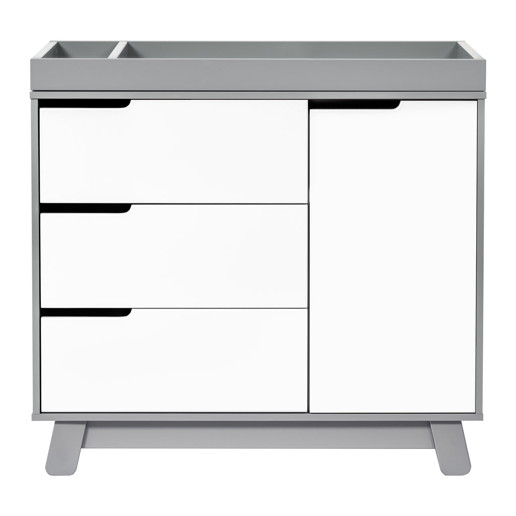 M4223GW,Hudson 3-Drawer Changer Dresser w/Removable Changing Tray in Grey/White