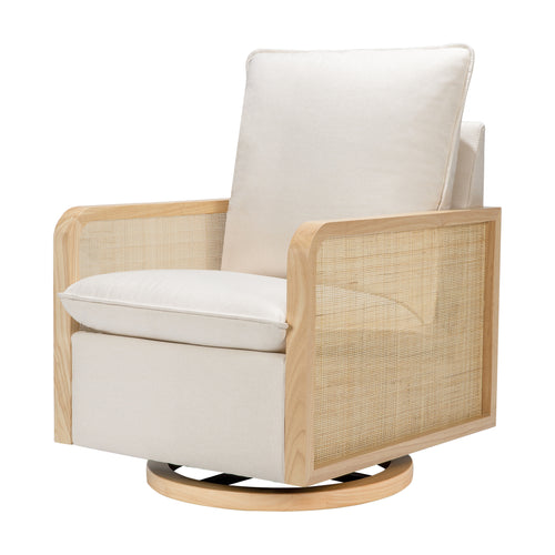 M25787PCMEWLB,Sumba Swivel Glider with Cane in Performance Cream Eco-Weave w/Light wood base