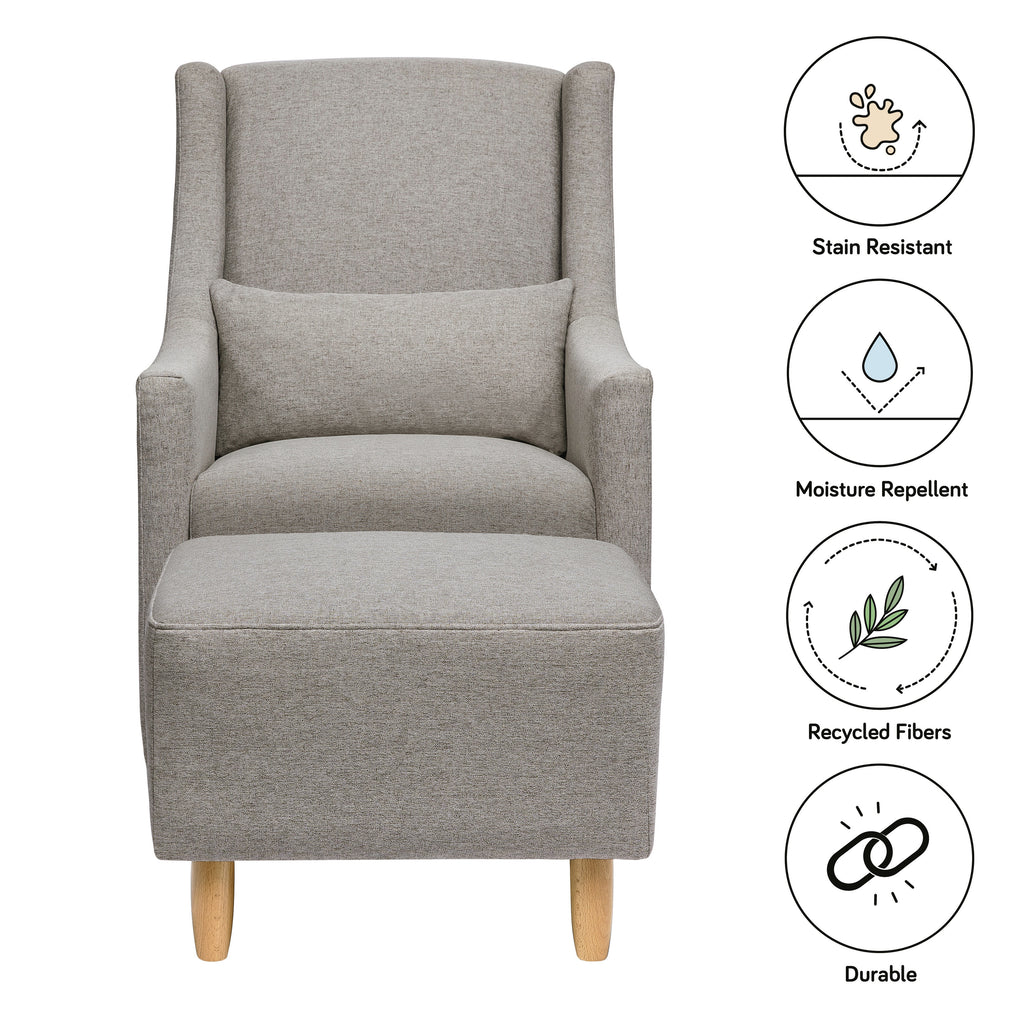 M11287PGEW,Toco Swivel Glider and Ottoman in Performance Grey Eco-Weave w/Natural Feet