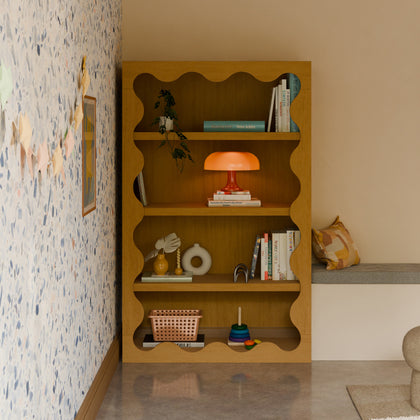 M31111HY,Babyletto Kids,Lido Wave Bookcase in Honey