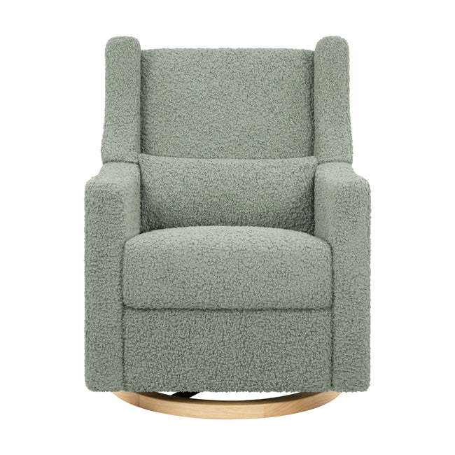 M11288STLB,Babyletto,Kiwi Glider Recliner w/ Electronic Control and USB in Sage Teddy Loop w/ Light Wood Base