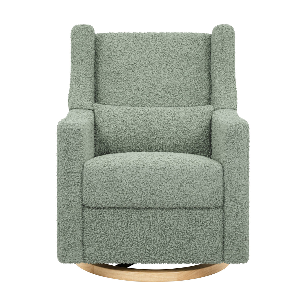 M11288STLB,Babyletto,Kiwi Glider Recliner w/ Electronic Control and USB in Sage Teddy Loop w/ Light Wood Base