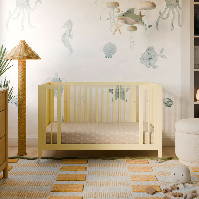 M30880PY,Babyletto,Rolli 9-in-1 Convertible All-Stages® Crib w/ Bassinet & Toddler Bed Kits in Pale Yellow