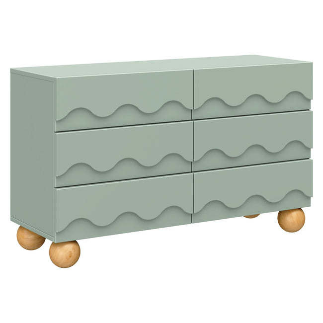 M31116LSHY,Babyletto Kids,Lido Wave 6-Drawer Assembled Dresser in Light Sage and Honey