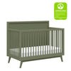 M15901OL,Babyletto,Palma Mid-Century 4-in-1 Convertible Crib w/Toddler Bed Conversion in Olive