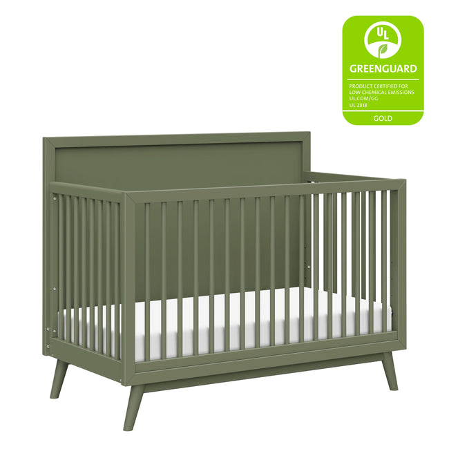 M15901OL,Babyletto,Palma Mid-Century 4-in-1 Convertible Crib w/Toddler Bed Conversion in Olive