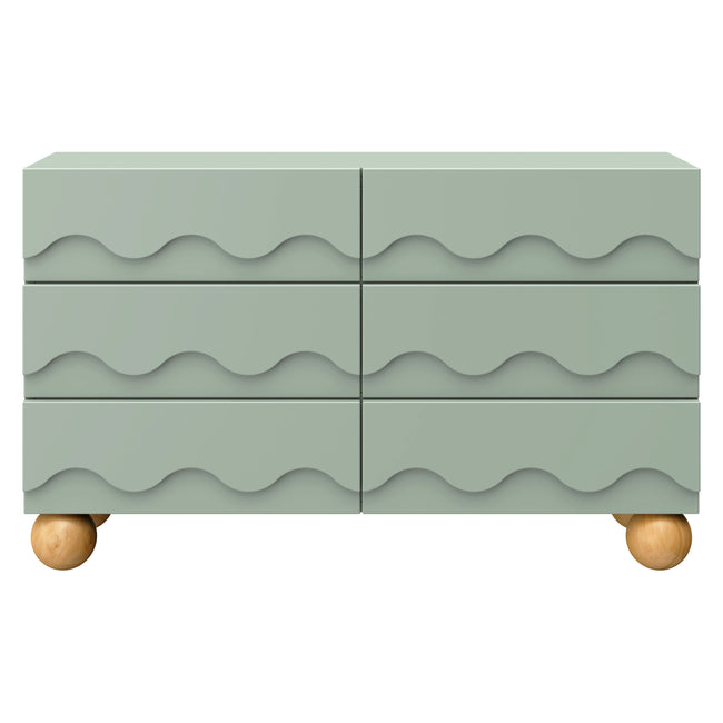 M31116LSHY,Babyletto Kids,Lido Wave 6-Drawer Assembled Dresser in Light Sage and Honey