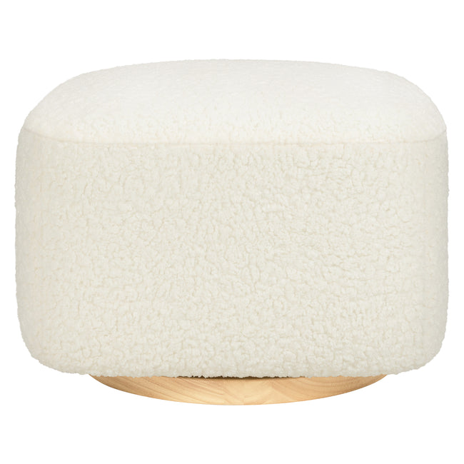 M26385CMSGLB,Babyletto,Kiwi Gliding Ottoman in Cream Shearling with Light Wood Base