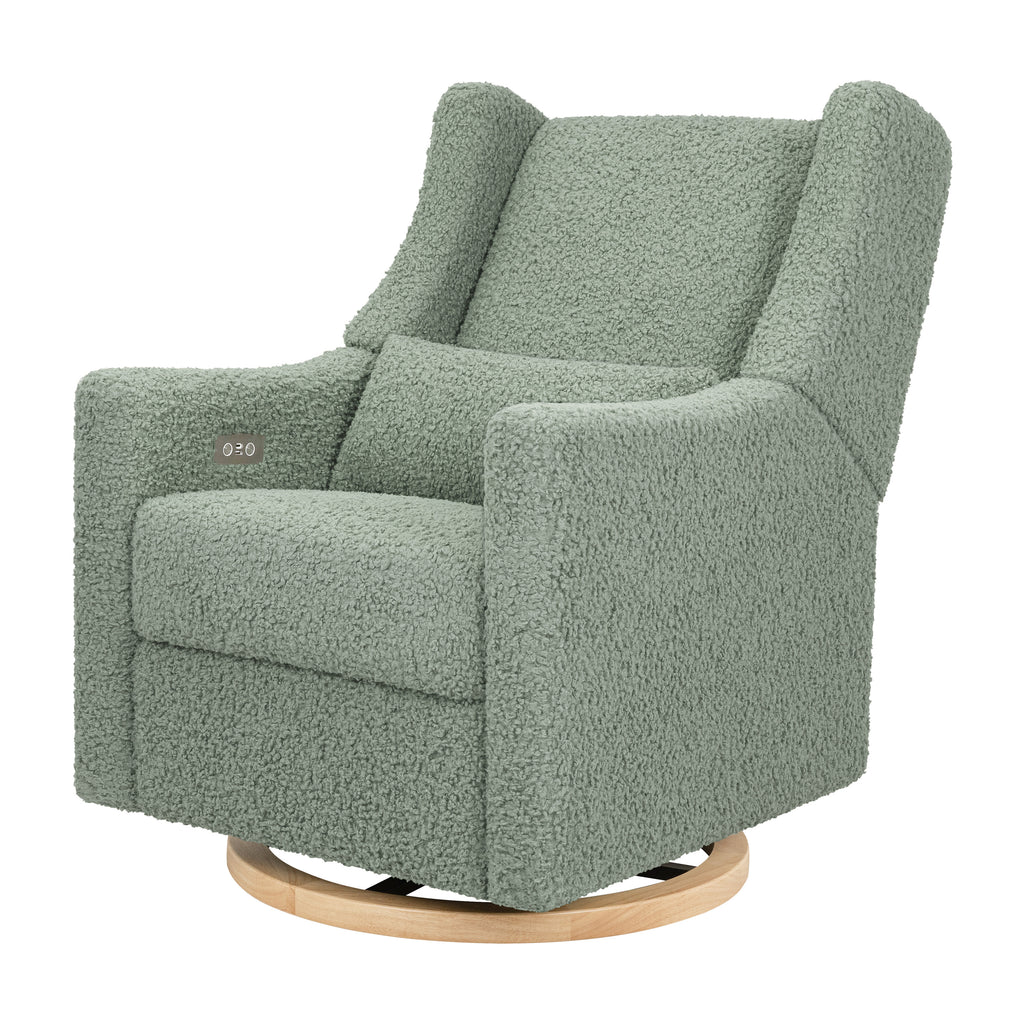 M11288STLB,Babyletto,Kiwi Glider Recliner w/ Electronic Control and USB in Sage Teddy Loop w/ Light Wood Base