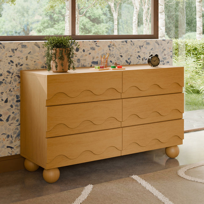M31116HY,Babyletto Kids,Lido Wave 6-Drawer Assembled Dresser in Honey