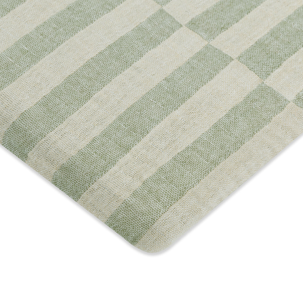 T30534,Babyletto,Moss Stripe Muslin All-Stages Bassinet Sheet in GOTS Certified Organic Cotton