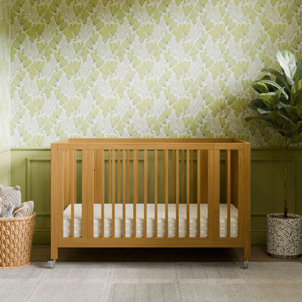 M30880HY,Babyletto,Rolli 9-in-1 Convertible All-Stages® Crib w/ Bassinet & Toddler Bed Kits in Honey