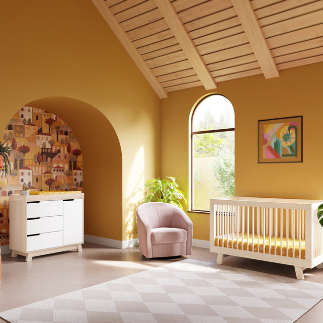 M4223NXW,Babyletto,Hudson 3-Drawer Changer Dresser w/Removable Changing Tray in WashedNatural/White