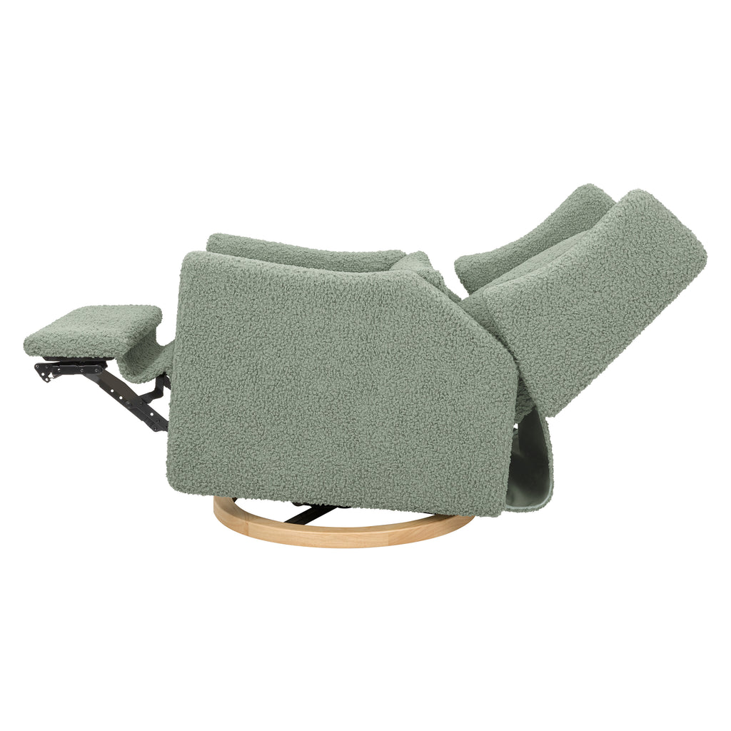 M11288STLB,Babyletto,Kiwi Glider Recliner w/ Electronic Control and USB in Sage Teddy Loop w/ Light Wood Base