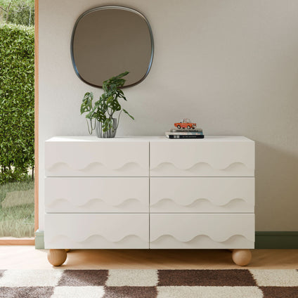M31116WHY,Babyletto Kids,Lido Wave 6-Drawer Assembled Dresser in White and Honey