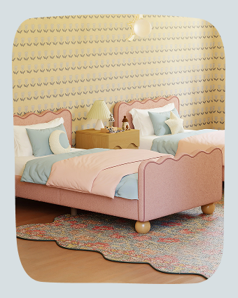 two pink beds