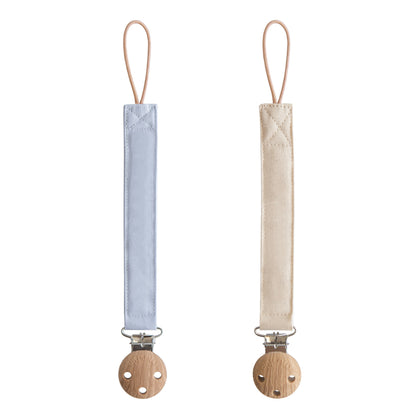 Mushie Linen Pacifier Clip 2-Pack