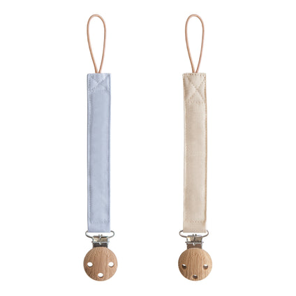 Mushie Linen Pacifier Clip 2-Pack