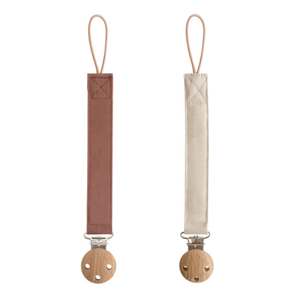 Mushie Linen Pacifier Clip 2-Pack