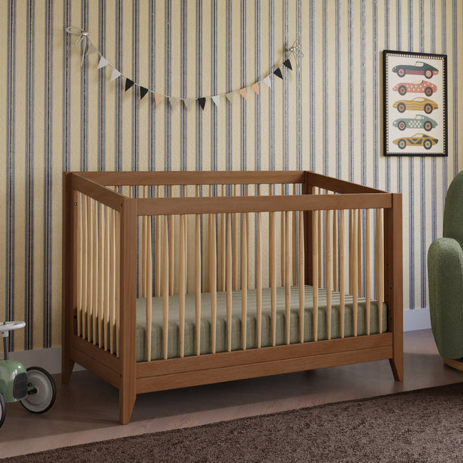 M10301CTN,Babyletto,Sprout 4-in-1 Convertible Crib w/Toddler Bed Conversion Kit in Chestnut&Natural