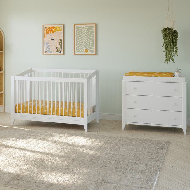 M10323W,Babyletto,Sprout 3-Drawer Changer Dresser in White Finish